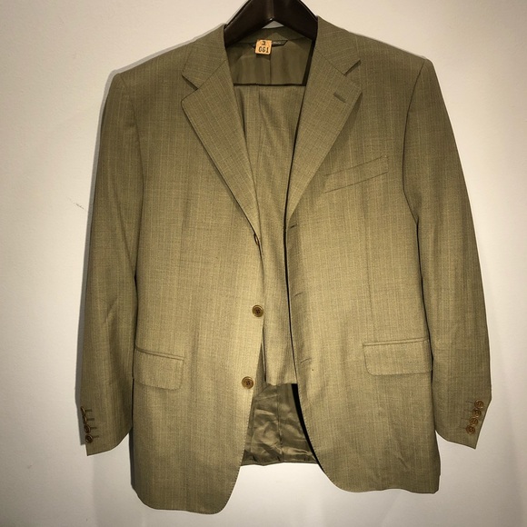 Canali3 button olive suit 52R